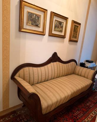 Divano d'epoca in legno stile Luigi Filippo