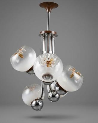 Lampadario Space Age Toni Zuccheri Mazzega Murano
