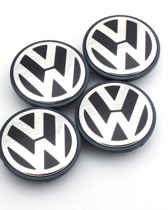 4 Tappi Coprimozzi Logo VW - 65 66 56 55mm