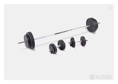 Kit manubri e bilanciere bodybuilding 93kg