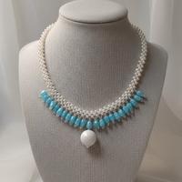 Collana Choker Perle Ceramica Vintage Vittoriano