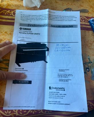 Pianoforte digitale con tasti pesati Yamaha CLP330