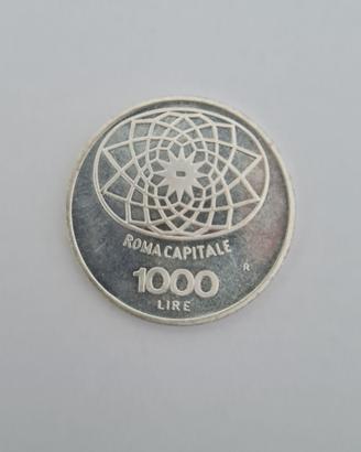 Moneta 1000 Lire Argento Roma Capitale