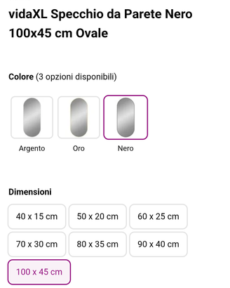 Specchio ovale mai usato