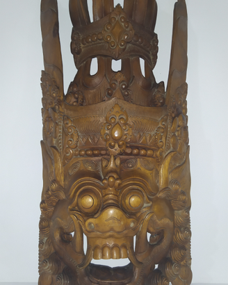 Maschera Asiatica antica in Legno anni 1930 ca