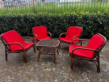 SET SALOTTO IN MIDOLLINO – 4 POLTRONE + TAVOLINO