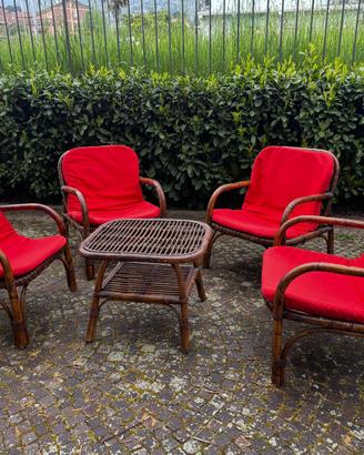 SET SALOTTO IN MIDOLLINO – 4 POLTRONE + TAVOLINO