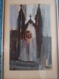 Quadro astratto vintage firmato 1962 arte sacra mo