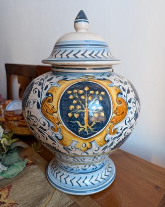 Coppia Vasi Coperchio Ceramica Artistica Vintage