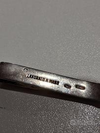 antico fermacravatta argento e oro
