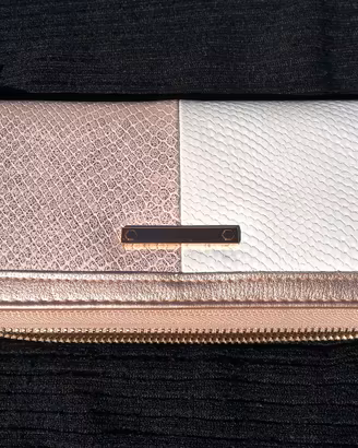 Portafogli pitonato rosa, bianco e oro NUOVO