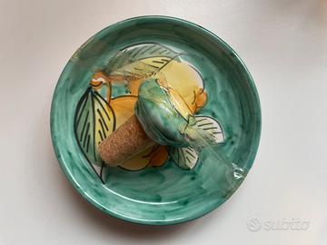 Piattino e tappo di ceramica Vietri