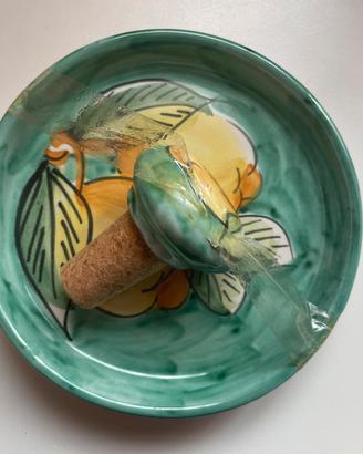 Piattino e tappo di ceramica Vietri