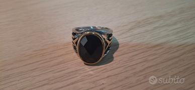 Anello uomo con pietra nera