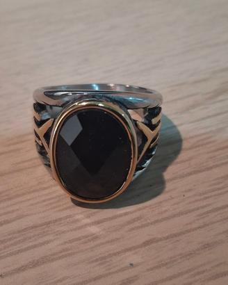 Anello uomo con pietra nera
