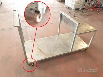 Carrello zincato con ripiano inox usato
