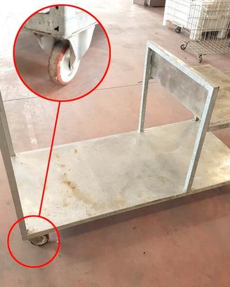 Carrello zincato con ripiano inox usato