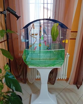 gabbia per  uccellini con piedistallo