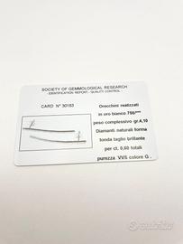 Orecchini oro 18KT con diamanti ct 0.60 tot, VVS G