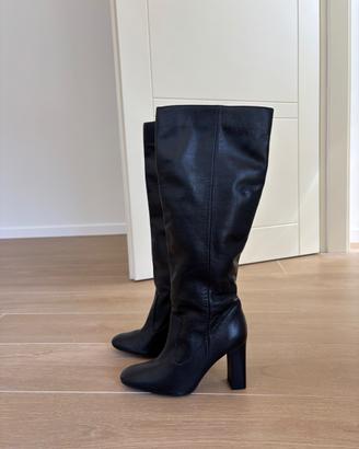 Stivali Mango vera pelle nera con tacco – 36