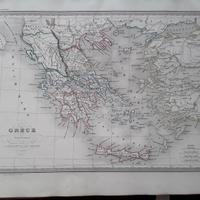 Carta geografica originale dell'Ottocento 