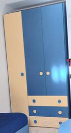 Armadio+letto singolo completo di rete e materasso