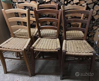 6 Sedia paesana venezia seduta impagliata plastica