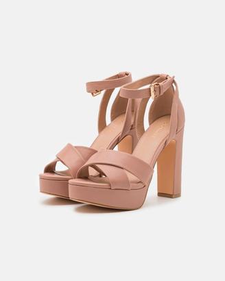 Sandali eleganti rosa cipria alti con plateau 39