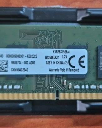 Memoria RAM per notebook KINGSTON SO-DIMM 4Gb ddr4