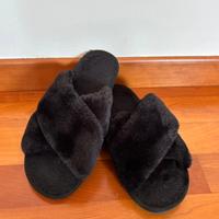 Ciabatte con il pelo nere nuove - Taglia 40/41