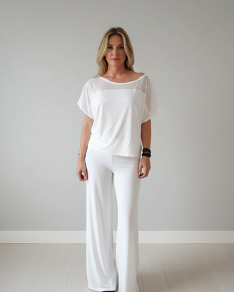 Blusa angie con pantalone gamba larga