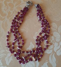 COLLANA CON PERLE BAROCCHE E RADICI RUBINO