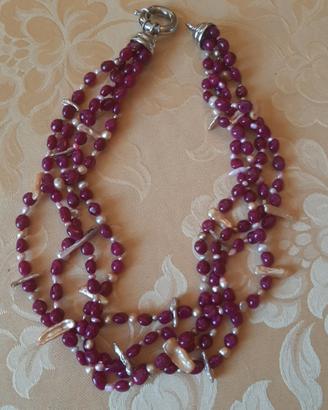 COLLANA CON PERLE BAROCCHE E RADICI RUBINO
