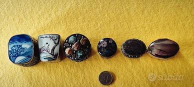 6 scatoline portapillole vint. metallo+pietre dure