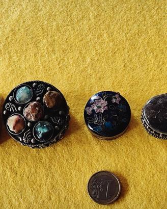 6 scatoline portapillole vint. metallo+pietre dure