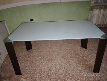 Tavolo 160x60 in vetro con piedi foderati di pelle