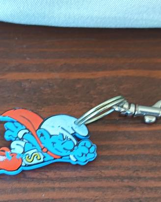 Portachiavi Vintage Puffo Superman in Metallo e Go