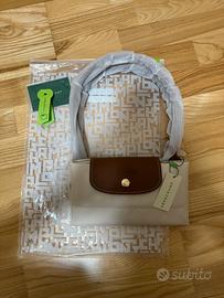 Borsa Longchamp Le pliage M nuova bianca/beige