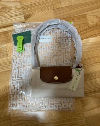Borsa Longchamp Le pliage M nuova bianca/beige