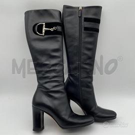 STIVALI DONNA GUCCI SUEDE NERO PELLE INS SCAM