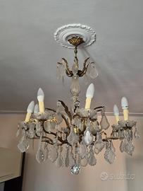 lampadario ottone e vetro