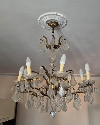 lampadario ottone e vetro