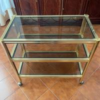 Carrello ottone e vetro con ruote
