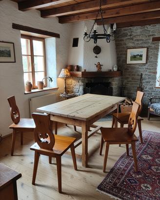 4 sedie rustiche in pino