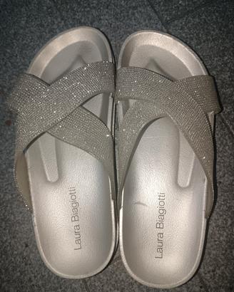 Sandali ciabatte Laura Biagiotti donna glitter  36