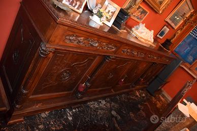 CREDENZA ANTICA CON CASSETTI E SPORTELLI 2 METRI
