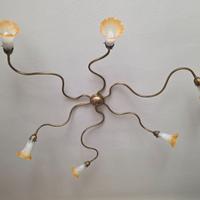 Plafoniera con 6 rami punti luce con campanule