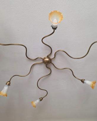 Plafoniera con 6 rami punti luce con campanule