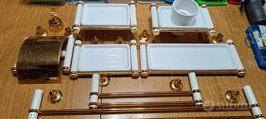 accessori bagno vintage ottone e ceramica 
