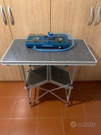 Tavolo pieghevole + fornello Campingaz 2 fuochi